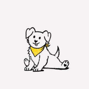 Rysunek psa szczeniaka w żółtej apaszce.