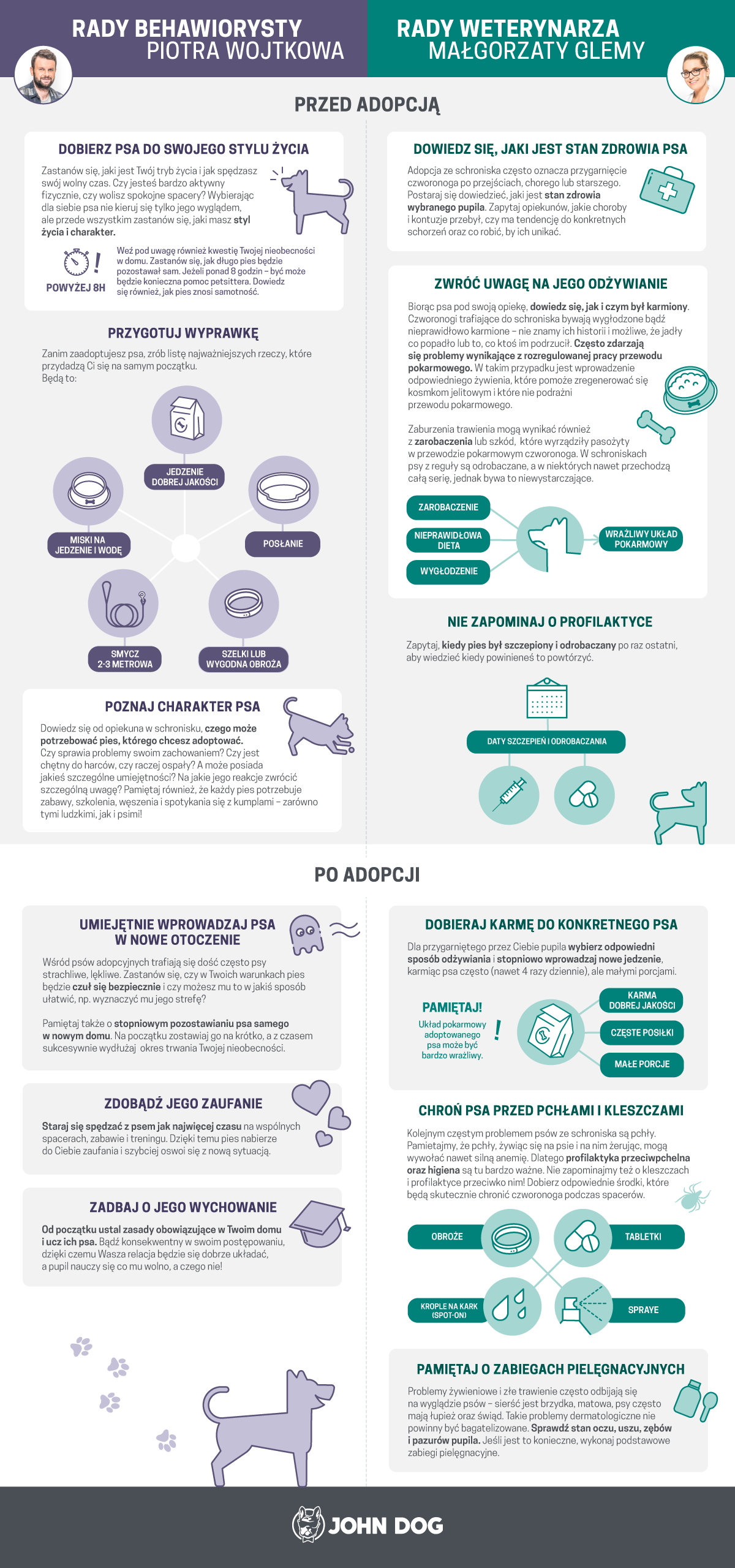 porady adopcyjne dla przyszłych właścicieli psów - infografika john dog