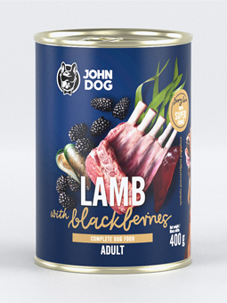 Karma mokra dla psa jagnięcina z jeżynami John Dog Berry Line puszka 400g