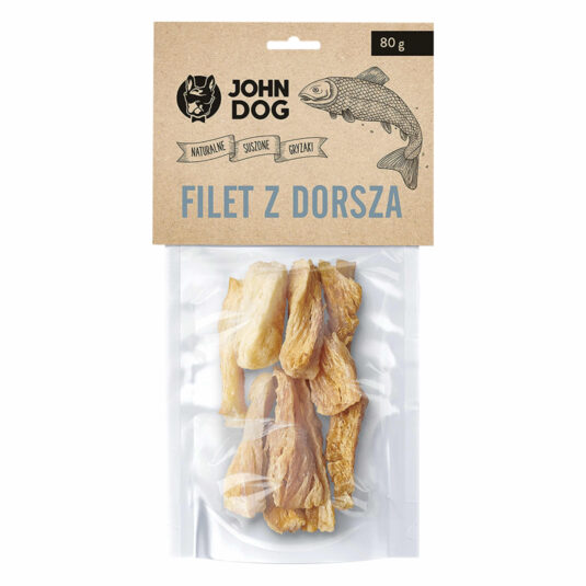 Naturalny przysmak dla psa. Suszone mięso z dorsza premium. 80g.