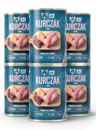 Karma mokra premium. Kurczak i łosoś Jane Cat 6x400g