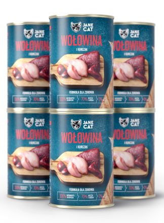 Karma mokra premium. Wołowina i kurczak Jane Cat 6x400g