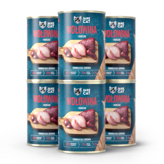 Karma mokra premium. Wołowina i kurczak Jane Cat 6x400g