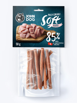 Rurki John Dog Soft. Kurczak szwajcarski - 85%