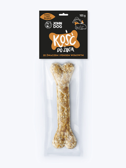 Kość do żucia dla psa z dodatkiem żwacza i penisa wołowego o gramaturze 105g marki John Dog.
