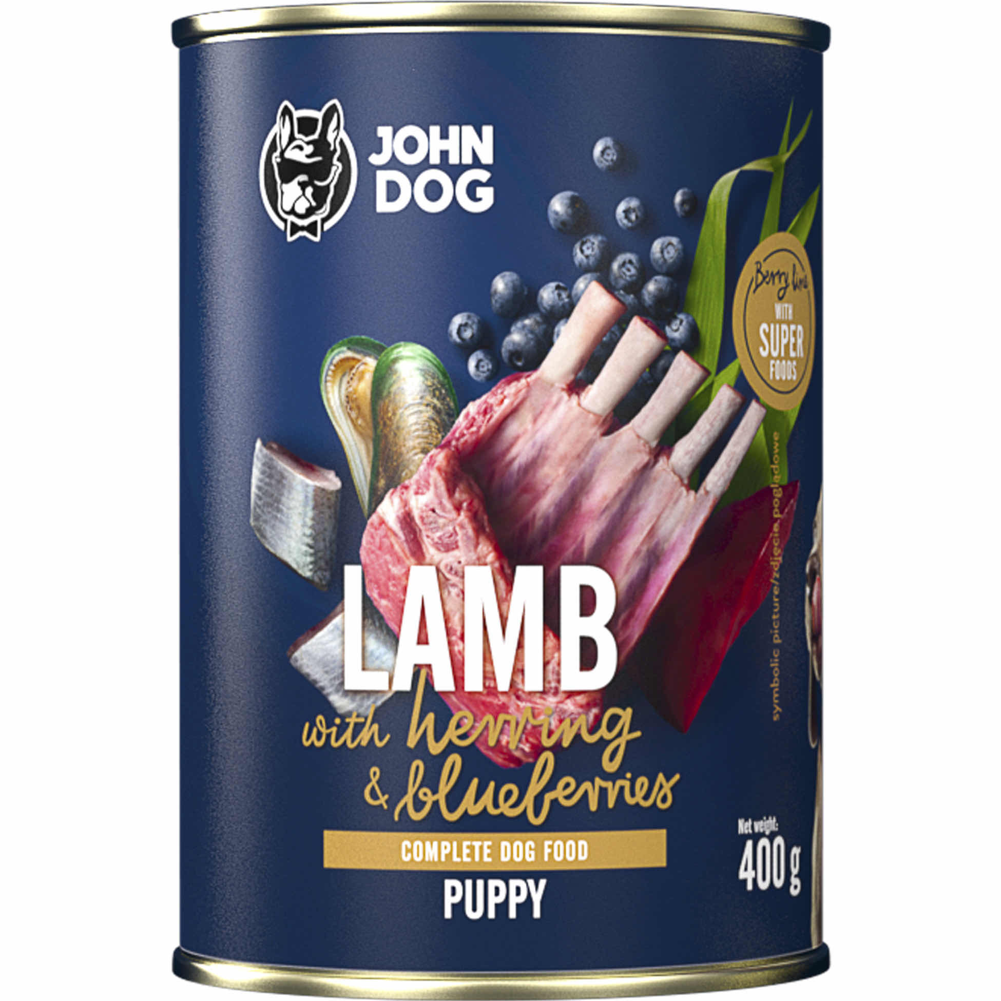 Karma mokra dla szczeniaka Jagnięcina ze śledziem i borówkami Berry Line Junior - obrazek 2