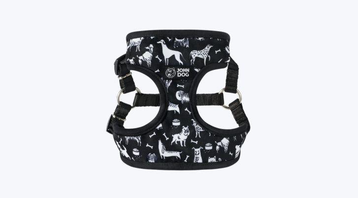 Komfortowe szelki dla szczenieka w czarno białe pieski z kolekcji comics.