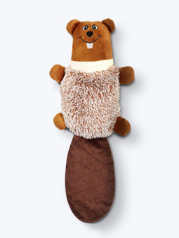 Zabawka do aportowania i gryzienia w kształcie bobra wykonana z miękkiego pluszu w kolorze brązowym.Zabawka do aportowania i gryzienia w kształcie bobra wykonana z miękkiego pluszu w kolorze brązowym.