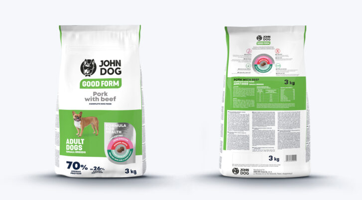 Karma sucha dla małych ras John Dog Good Form wieprzowina z wołowiną 3 kg.