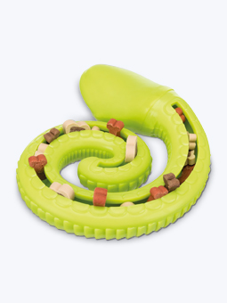 Zabawka wąż ze smakołykami dla psa koloru zielonego marki Trixie.