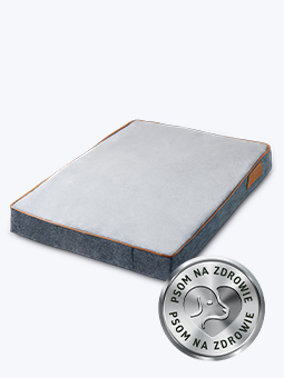 Szare ortopedyczne posłanie dla psa John Dog z medalem psu na zdrowie