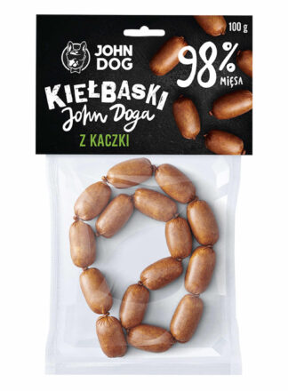 Suszony przysmak dla psa. Kiełbaski z kaczki. Opakowanie 100g.