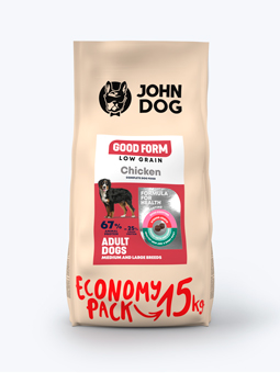 Karma sucha z linii Good Form Low Grain, ekonomiczny worek 15 kg, dla psów średnich i dużych ras.