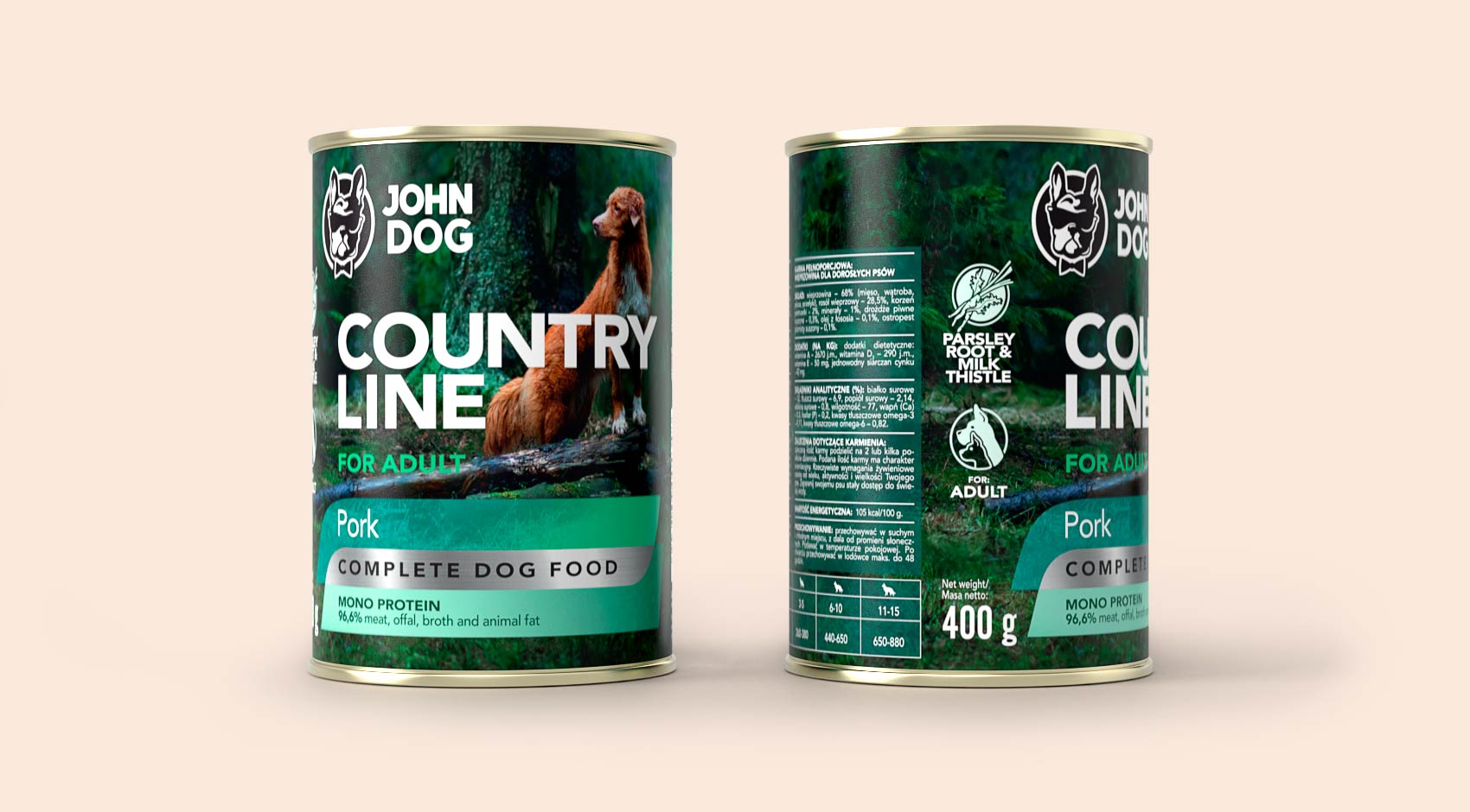 Monobiałkowa karma mokra dla psa Wieprzowina Country Line - obrazek 2