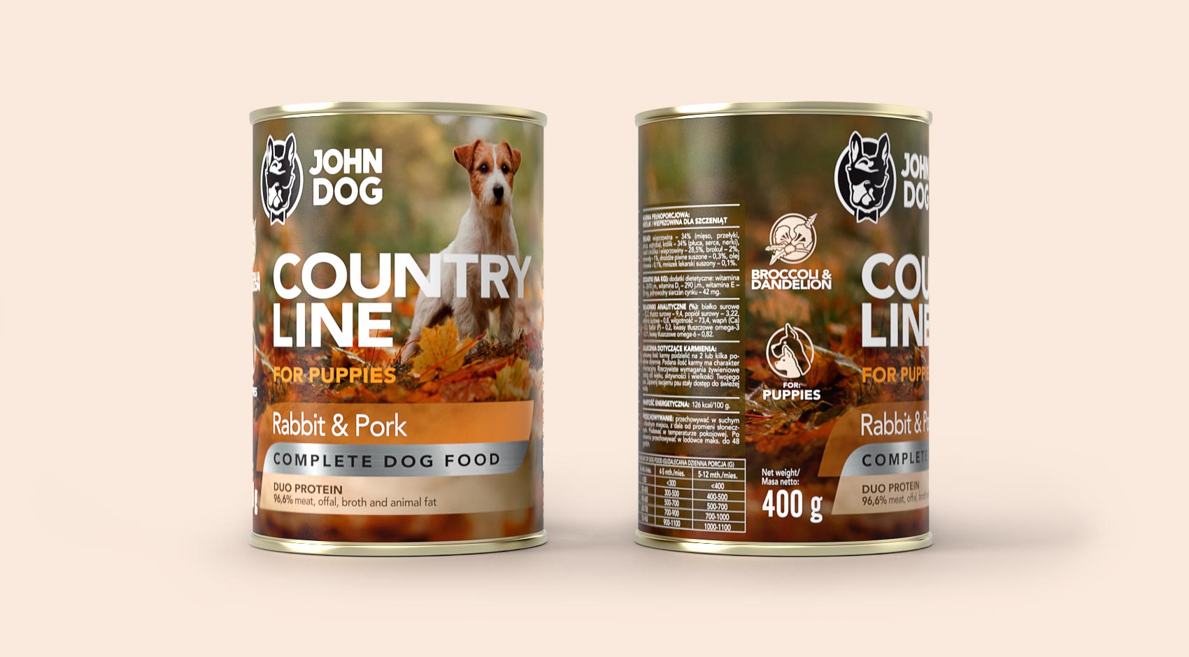Karma mokra dla szczeniaka Królik i Wieprzowina Country Line Junior - obrazek 2