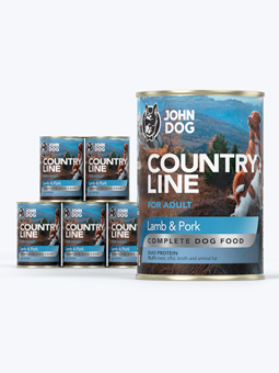 Karma mokra dla psa John Dog Country Line jagnięcina i wieprzowina, zestaw 6x400g