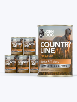 Karma mokra dla psa John Dog Country Line królik i indyk, zestaw 6x400g