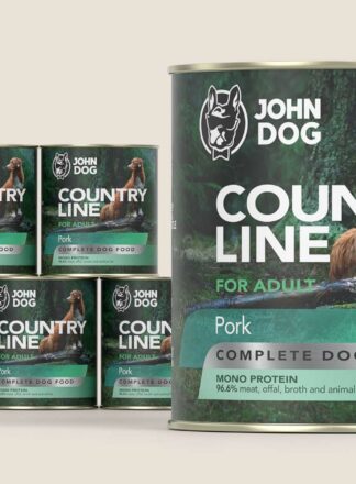 Karma mokra dla psa John Dog Country Line wieprzowina, zestaw 6x800g