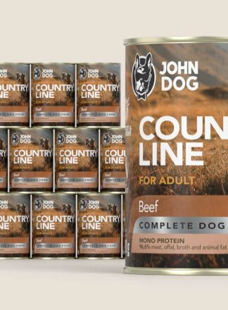 Karma mokra dla psa John Dog Country Line wołowina, zestaw 12x400g