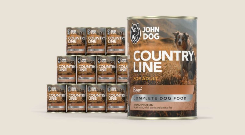 Karma mokra dla psa John Dog Country Line wołowina, zestaw 12x400g