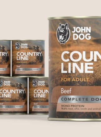 Karma mokra dla psa John Dog Country Line wołowina, zestaw 6x800g