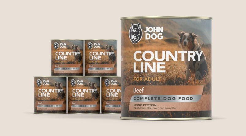 Karma mokra dla psa John Dog Country Line wołowina, zestaw 6x800g