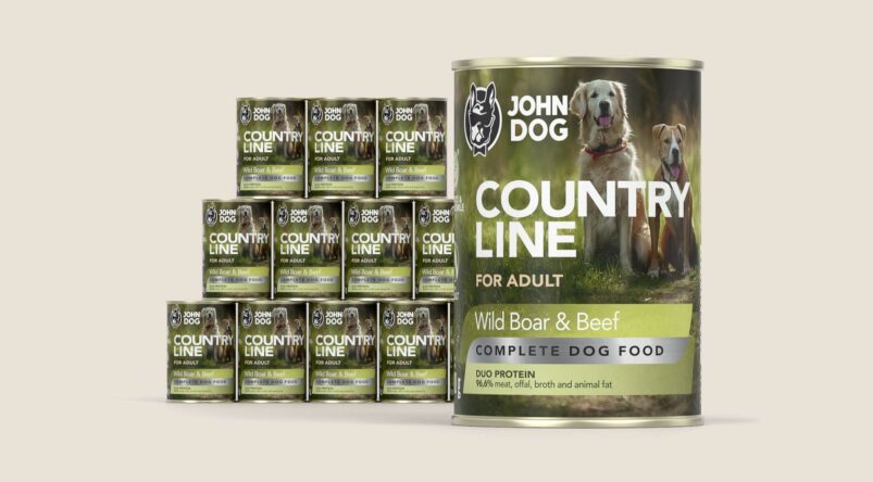Karma mokra dla psa John Dog Country Line wołowina i dzik, zestaw 12x400g