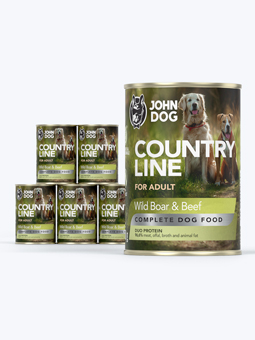 Karma mokra dla psa John Dog Country Line wołowina i dzik, zestaw 6x400g