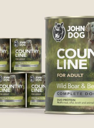 Karma mokra dla psa John Dog Country Line wołowina i dzik, zestaw 6x800g