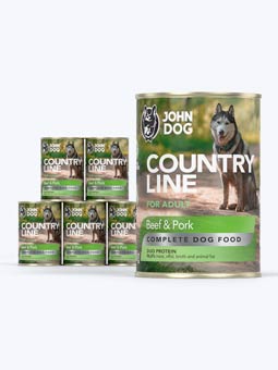 Karma mokra dla psa John Dog Country Line wołowina i wieprzowina, zestaw 6x400g