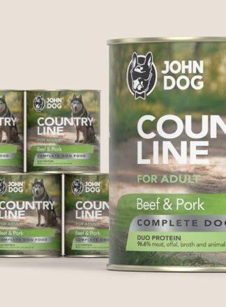 Karma mokra dla psa John Dog Country Line wołowina i wieprzowina, zestaw 6x800g