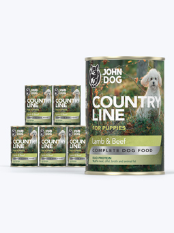 Karma mokra dla szczeniaka John Dog Country Line jagnięcina i wołowina, zestaw 6x400g