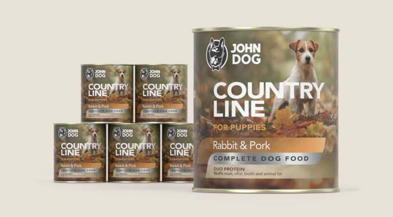 Karma mokra dla szczeniaka John Dog Country Line królik i wieprzowina, zestaw 6x800g