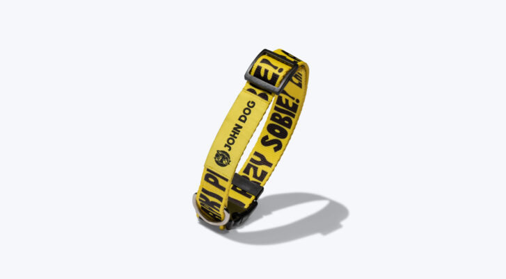 Żółta obroża dla psa z klamrą z kolekcji John Dog Łapki przy sobie