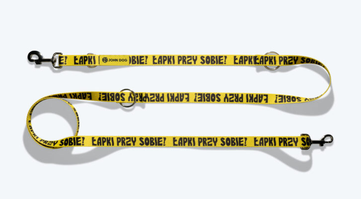 Żółta smycz przepinana dla psa z kolekcji John Dog Łapki przy sobie