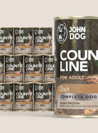 Karma mokra dla psa John Dog Country Line kaczka, zestaw 12x400g