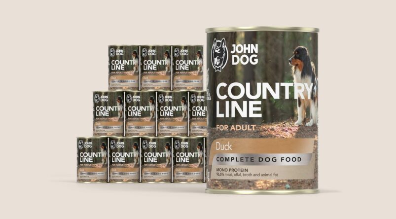 Karma mokra dla psa John Dog Country Line kaczka, zestaw 12x400g