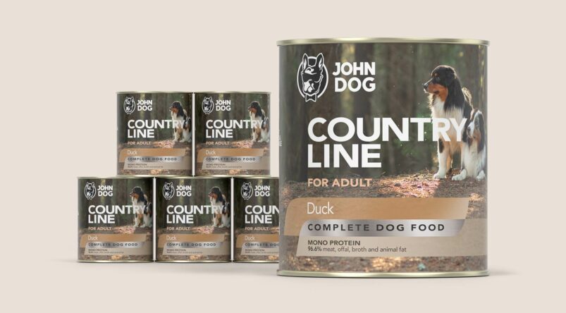 Karma mokra dla psa John Dog Country Line kaczka, zestaw 6x800g