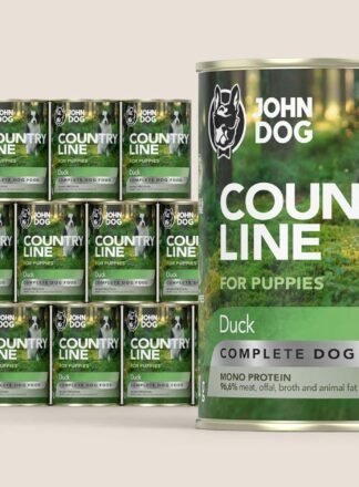Karma mokra dla szczeniaka John Dog Country Line kaczka, zestaw 12x400g