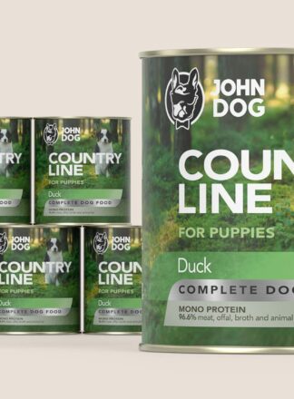 Karma mokra dla szczeniaka John Dog Country Line kaczka, zestaw 6x800g