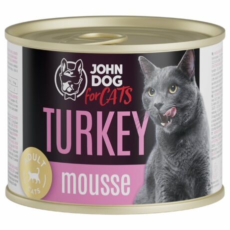 Karma mokra dla kota mus z indykiem marki John dog for cats, puszka 200g