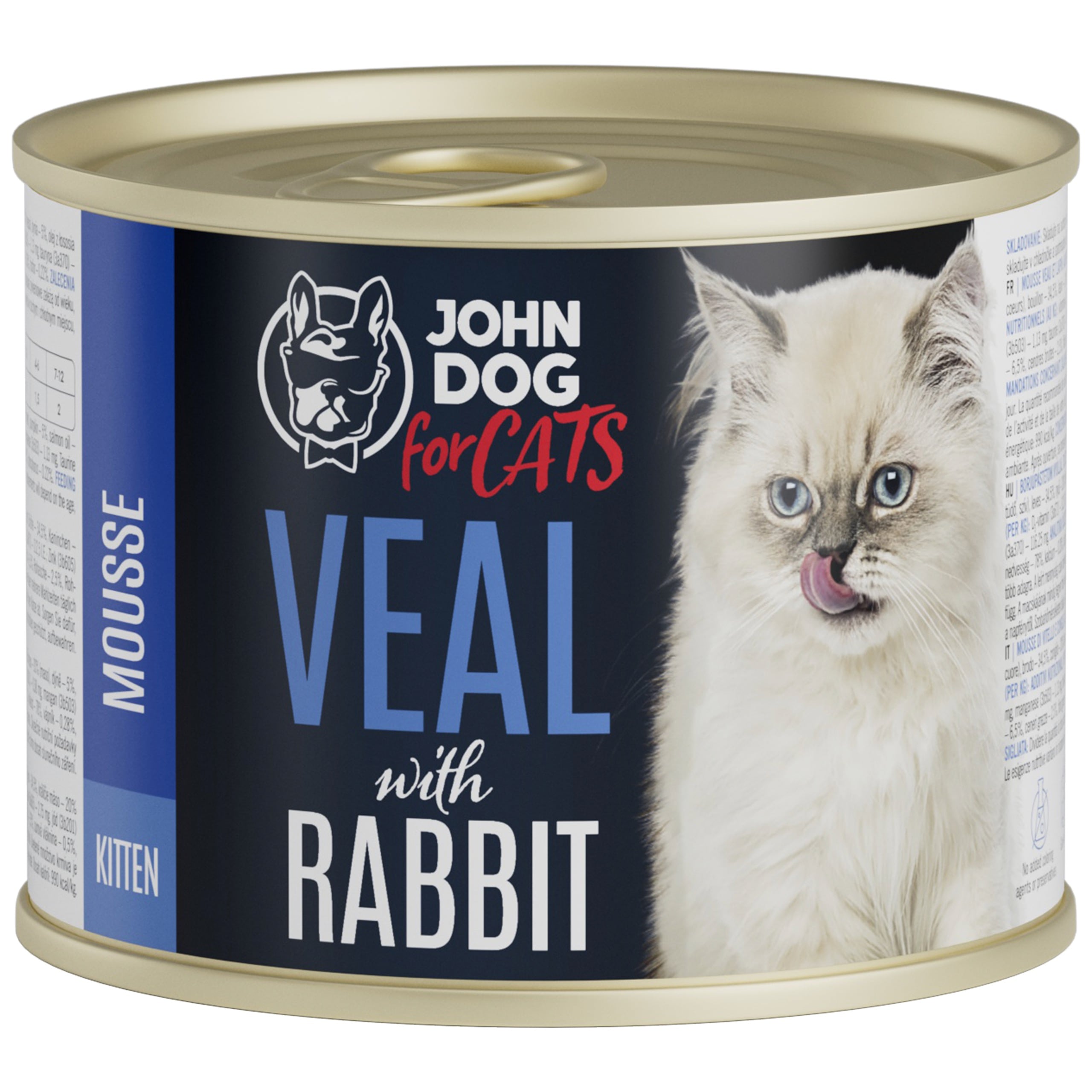 Karma mokra dla kociąt mus cielęcina z królikiem marki John dog for cats, puszka 200g