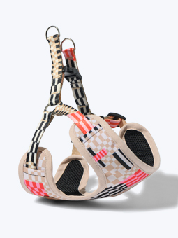 Szelki bezuciskowe dla psa marki John Dog, z printem Paris, z beżową lamówką.