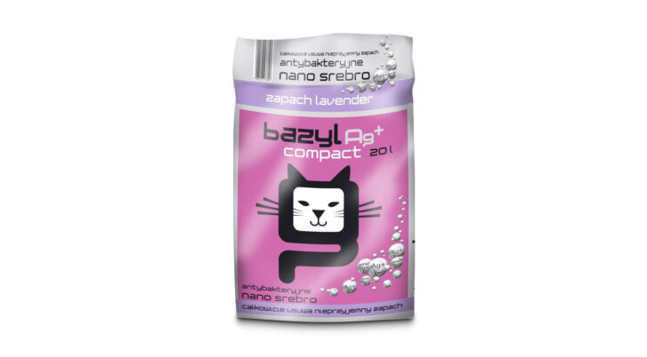 Bazyl żwirek dla kotów, Ag+ compact lawendowy, 20 litrów.