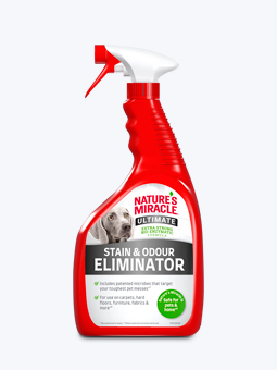 Spray dla psów usuwający nieprzyjemne zapachy i plamy marki Natures Mircale butelka