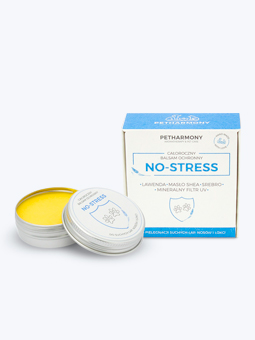 Całoroczny balsam ochronny dla zwierząt na suche łapy, nos i łokcie No Stress marki Pet Harmony, opakowanie