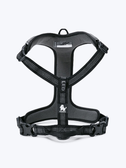 Szelki guard Truelove Lumen w kolorze czarnym dla psa, widok z przodu.