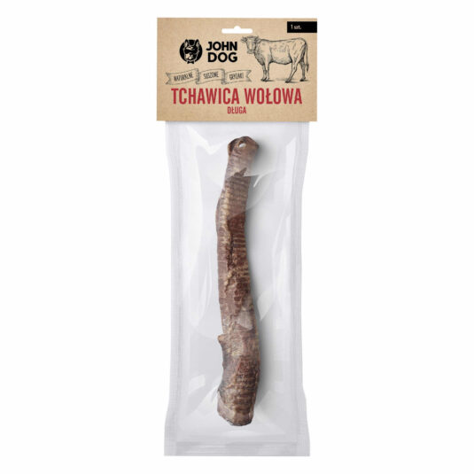 Suszony przysmak dla psa. Tchawica wołowa długa.