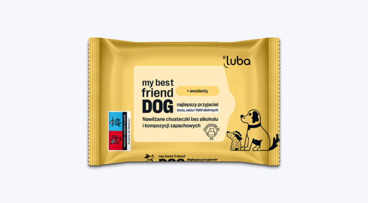 Nawilżane chusteczki do pielęgnacji wrażliwych miejsc, dla psa, marki Luba.