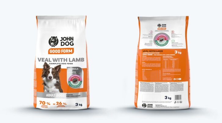Karma sucha dla psów dużych i średnich ras jagnięcina i cielęcina z linii John Dog Good Form, worek 3kg